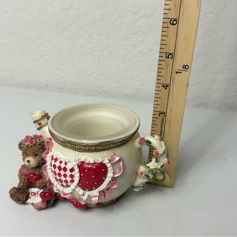 Vintage Hand Crafted Hand Painted Poly Stone Valentines Tea Light Candle Holder - Picture 5 of 7